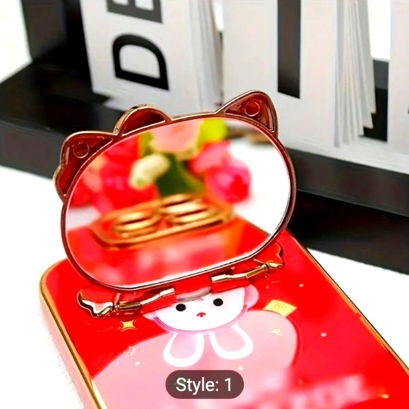 Hello Kitty Rotatable Folding Phone Stand Mirror - BLACK - Picture 3 of 4